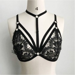 Bralette de renda floral - preto/branco