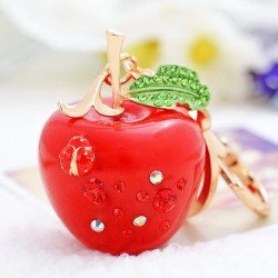 Chaveiro de maçã de cristal - verde - vermelho