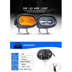 20W 6D 12V 6000K - luz de trabalho para motocicleta - caminhões off-road - ATV - SUV - retro LED bar - lâmpada
