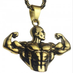 Homens musculares fortes - colar - aço inoxidável - pingente