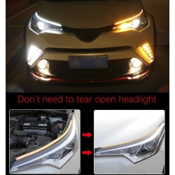 Cor dupla levou tira luz - 2pcs - branco e amarelo - carro