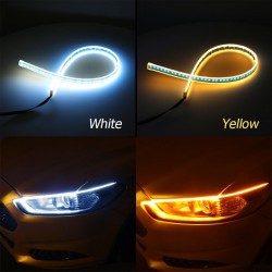 Cor dupla levou tira luz - 2pcs - branco e amarelo - carro