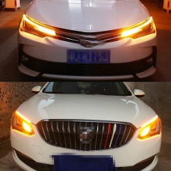 Cor dupla levou tira luz - 2pcs - branco e amarelo - carro