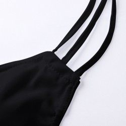 Baixa cintura dois trajes de banho - mais tamanho - preto - branco