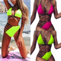 Conjunto de biquíni quente - terno de banho - rosa - verde neon