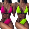 Conjunto de biquíni quente - terno de banho - rosa - verde neon