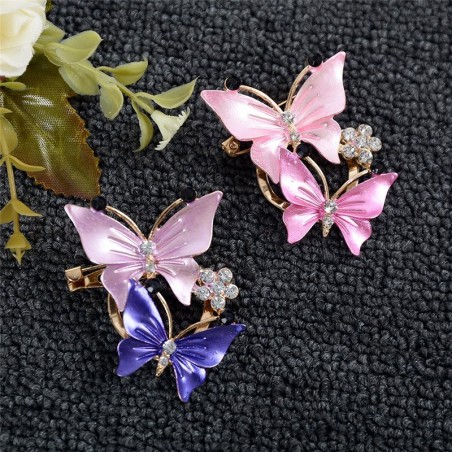 Borboletas duplas - broche elegante cristal