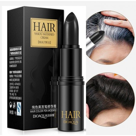 Correção de cabelo cinza temporária - vara de creme de cabelo preto - tintura de cabelo