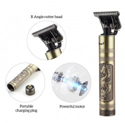 T9 - cortador de cabelo elétrico profissional - sem fio - carga USB - 0 mm