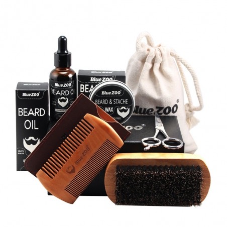 Óleo - cera - pente - tesoura - conjunto de preparação de barba - 7 peças