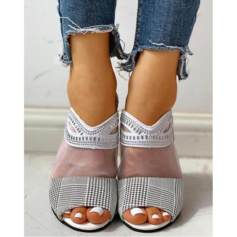 Summer mesh peep toe sandals - high heels - womanHigh heels