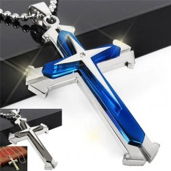 Cross pendant chain - 3D - 3 colours - metal chainNecklaces