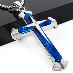 Cross pendant chain - 3D - 3 colours - metal chainNecklaces