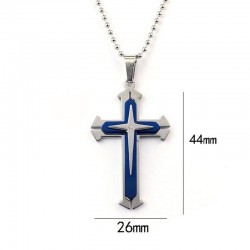 Cross pendant chain - 3D - 3 colours - metal chainNecklaces