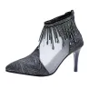 Sexy pumps - stiletto - black - silver - womanHigh heels