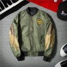 Black bomber jacket with embroidered golden wingsJackets