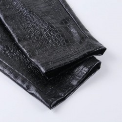 High waisted pencil leather pants - carving printPants