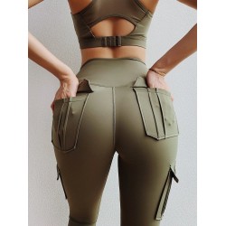 High waisted leggings - slim pants with pocketsPants