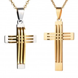 Pingente cruzado vintage - colar - ouro - metade de ouro