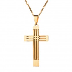 Pingente cruzado vintage - colar - ouro - metade de ouro
