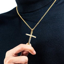 Cruz colares cristãos - ouro - prata - preto
