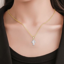 Colar cruz dupla - ouro - mulheres