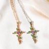 Cruz com folhas pingente - colar - mulheres