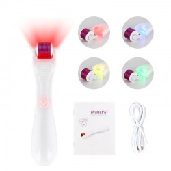 Agulha micro elétrica com LED - rolo de derma de titânio - anti-rugas - rejuvenescimento rosto / massageador do corpo
