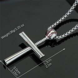 Colar cruz de beisebol - aço inoxidável - ouro - prata - preto - unisex