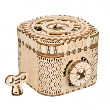 Criativo DIY - caixa de tesouro 3D - quebra-cabeça de madeira - kit de montagem - 123 peças