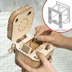 Criativo DIY - caixa de tesouro 3D - quebra-cabeça de madeira - kit de montagem - 123 peças
