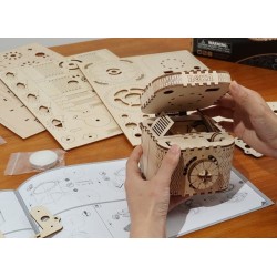 Criativo DIY - caixa de tesouro 3D - quebra-cabeça de madeira - kit de montagem - 123 peças