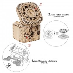 Criativo DIY - caixa de tesouro 3D - quebra-cabeça de madeira - kit de montagem - 123 peças