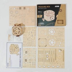 Criativo DIY - caixa de tesouro 3D - quebra-cabeça de madeira - kit de montagem - 123 peças