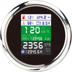 85mm - 6 em 1 - multi-funcional - medidor digital - gps - velocímetro - 9-32V - nível de combustível - temperatura da água - ala