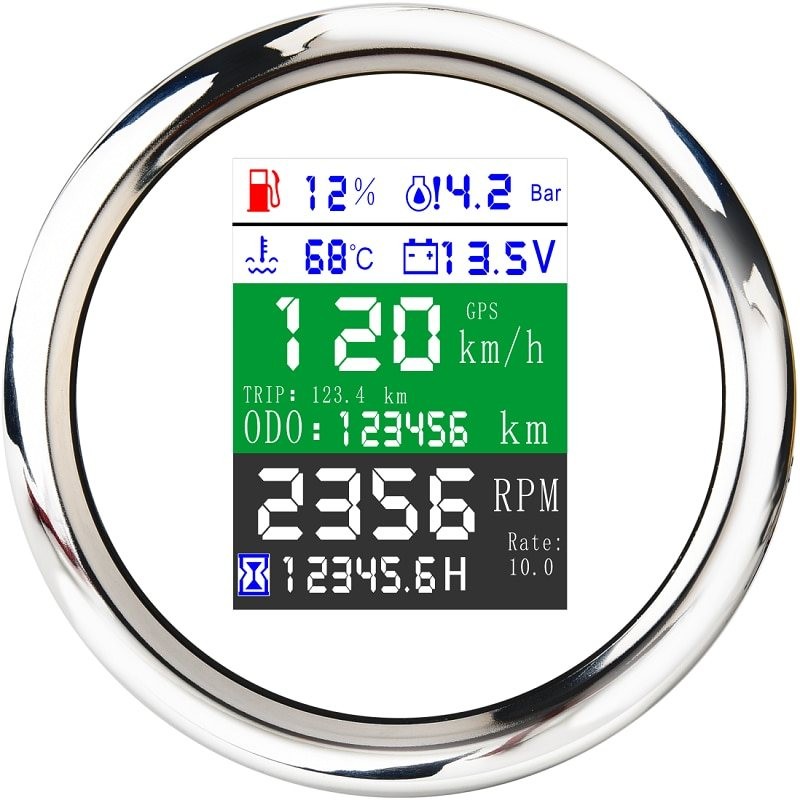 85mm - 6 em 1 - multi-funcional - medidor digital - gps - velocímetro - 9-32V - nível de combustível - temperatura da água - ala 85mm - 6 em 1 - multi-funcional - medidor digital - gps - velocímetro - 9-32V - nível de combustível - temperatura da água - ala