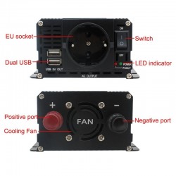 Inverter dc to ac - LCD display power - EU/ universal outlet - cigarro