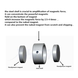 D48 - D60 - D67 - D75 - strong neodymium magnet with hook - double side search - D60 * 22mmMagnets