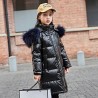 jaqueta de inverno longa - quente com capuz de pele - para meninas