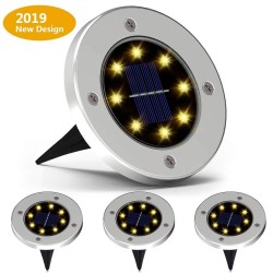 4 peças - lâmpadas solares - 8 LED - luz de jardim impermeável