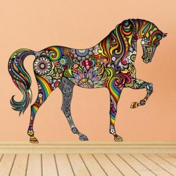 Cavalo colorido - adesivo de parede - arte mural de vinil