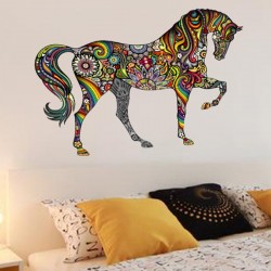 Cavalo colorido - adesivo de parede - arte mural de vinil