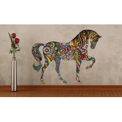 Cavalo colorido - adesivo de parede - arte mural de vinil