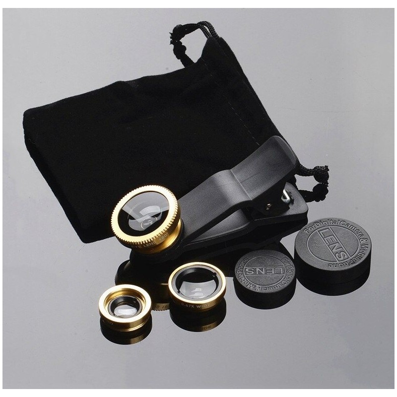 3 in 1 - fisheye - wide angle - macro - camera lens with clip for iPhone / SamsungLenses