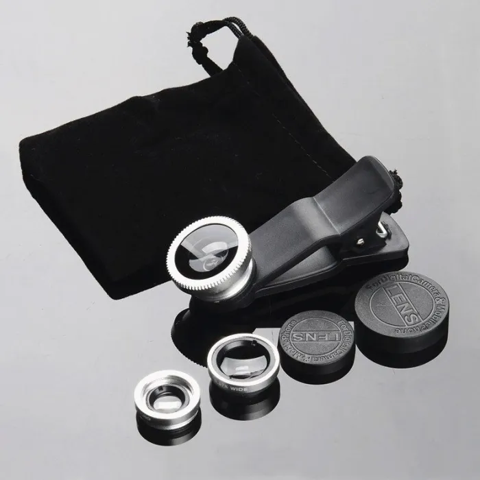 3 in 1 - fisheye - wide angle - macro - camera lens with clip for iPhone / SamsungLenses