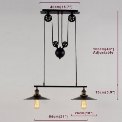 Lâmpada de polia de suspensão vintage - 2 / 3 cabeças - E27 - AC110 - 240V