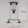Lâmpada de polia de suspensão vintage - 2 / 3 cabeças - E27 - AC110 - 240V