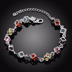 Pulseira de cubos multicolorido - 925 prata esterlina