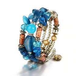 Pulseira multicamadas com pedras de resina - vintage - pulseira étnica