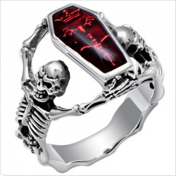 Vampire coffin - skeleton - vintage silver ringRings